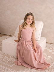 Sofia Dusty Pink French Chiffon Dress - A Little Lacey
