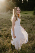 Girls white dress with crossover back