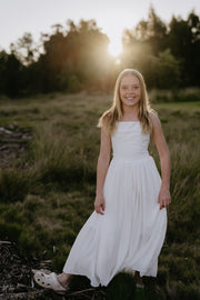 Sofia French Chiffon White Girls Dress - A Little Lacey