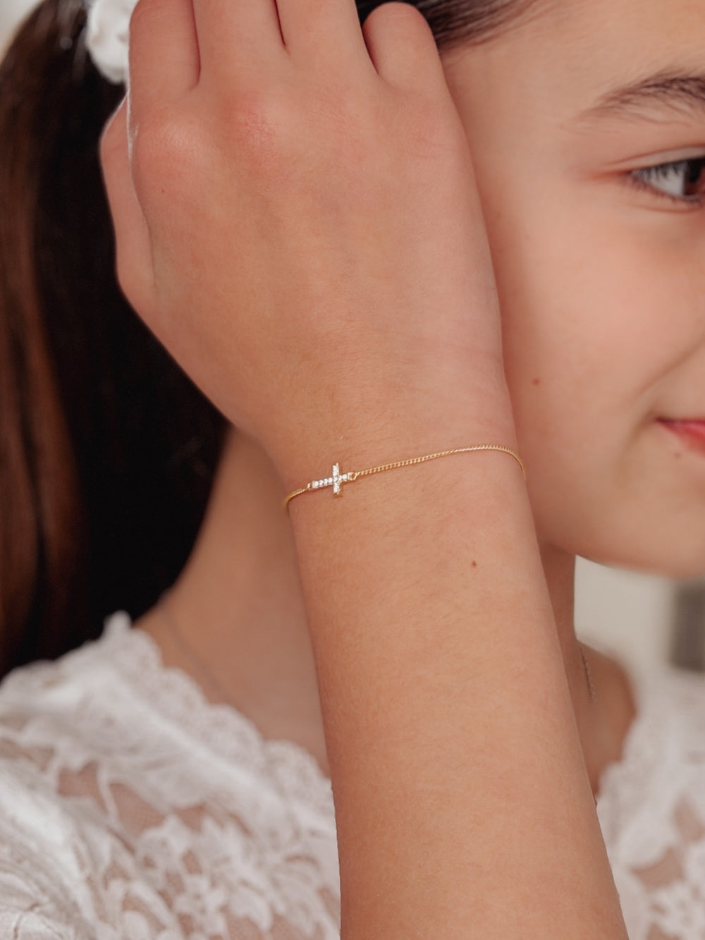 Starlight girls gold cross bracelet for First Communion