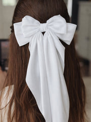 Swan Tail Girls White Hair Bow - A Little Lacey