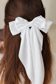 Swan Tail Girls White Hair Bow - A Little Lacey
