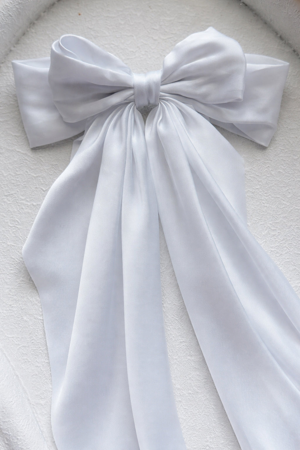 white hair bow for flower girls
