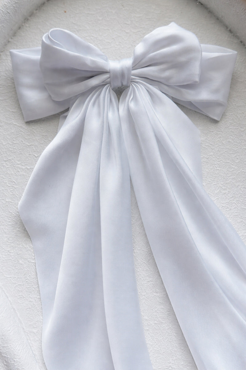 Swan Tail Girls White Hair Bow - A Little Lacey