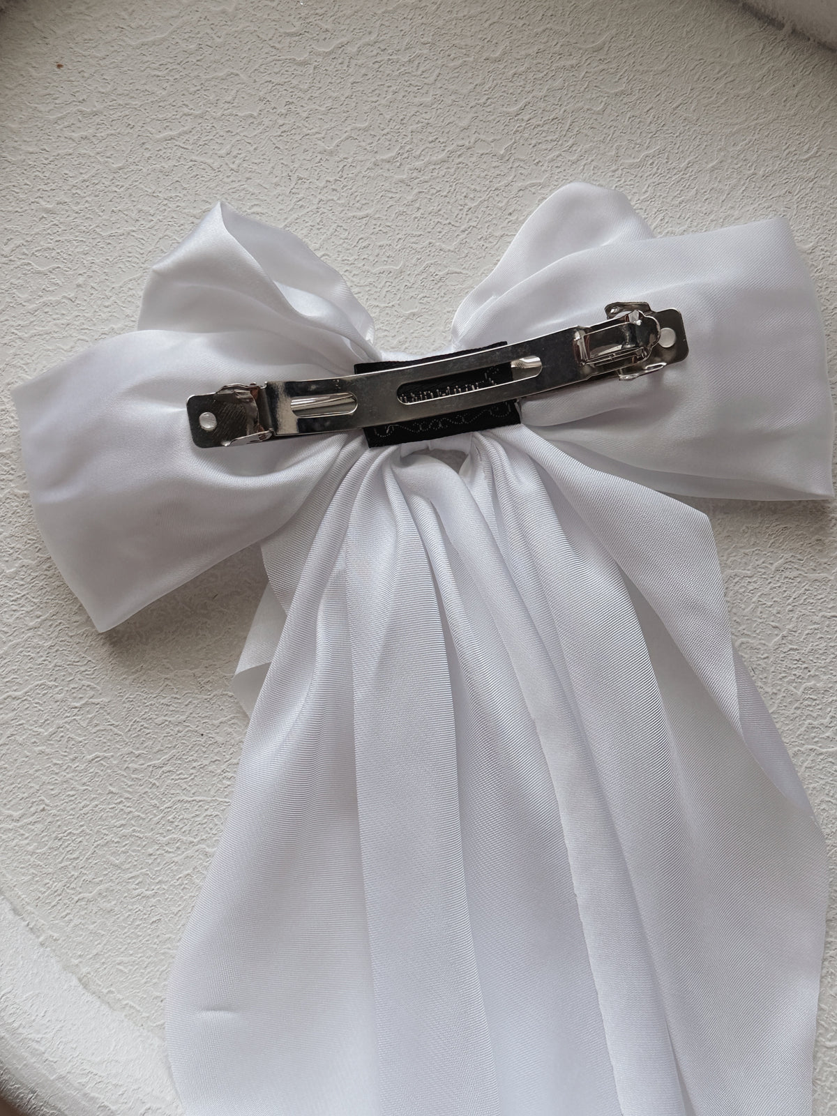 white special occasion hair bow clip