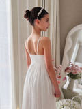 Girls white Year 6 graduation dress with long skirt