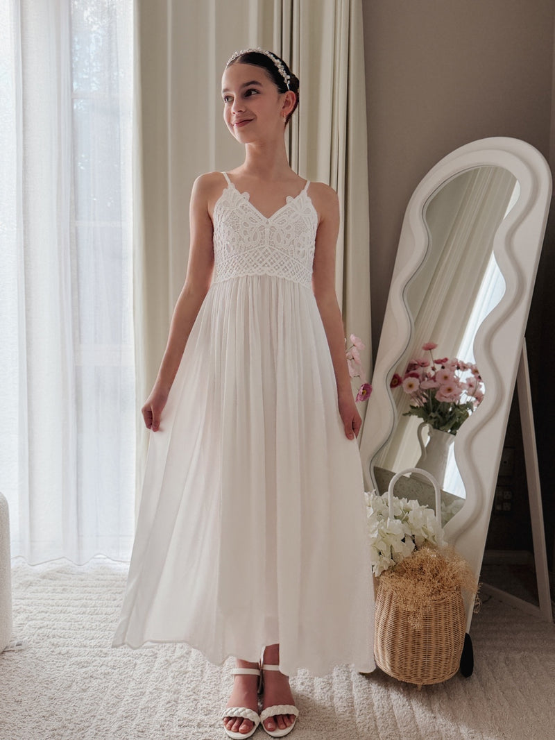 Sylvie Girls White Formal Dress - A Little Lacey