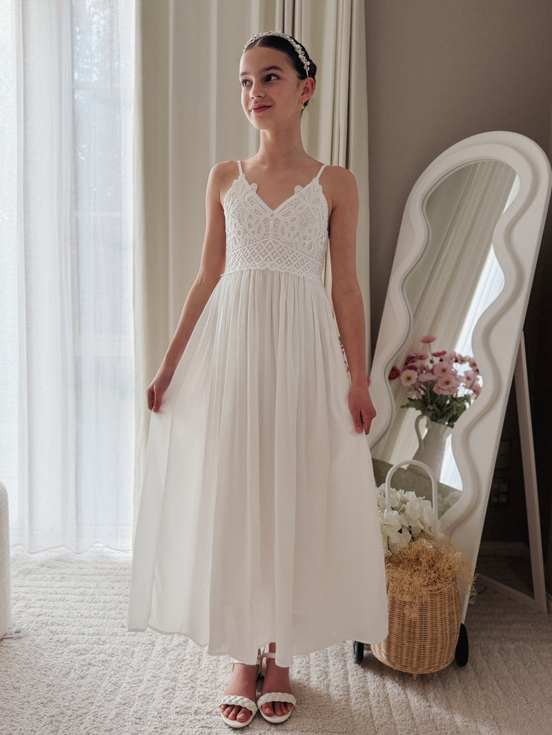 Sylvie Girls White Formal Dress - A Little Lacey
