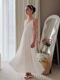 Tween girls white formal dress with flowing skirt