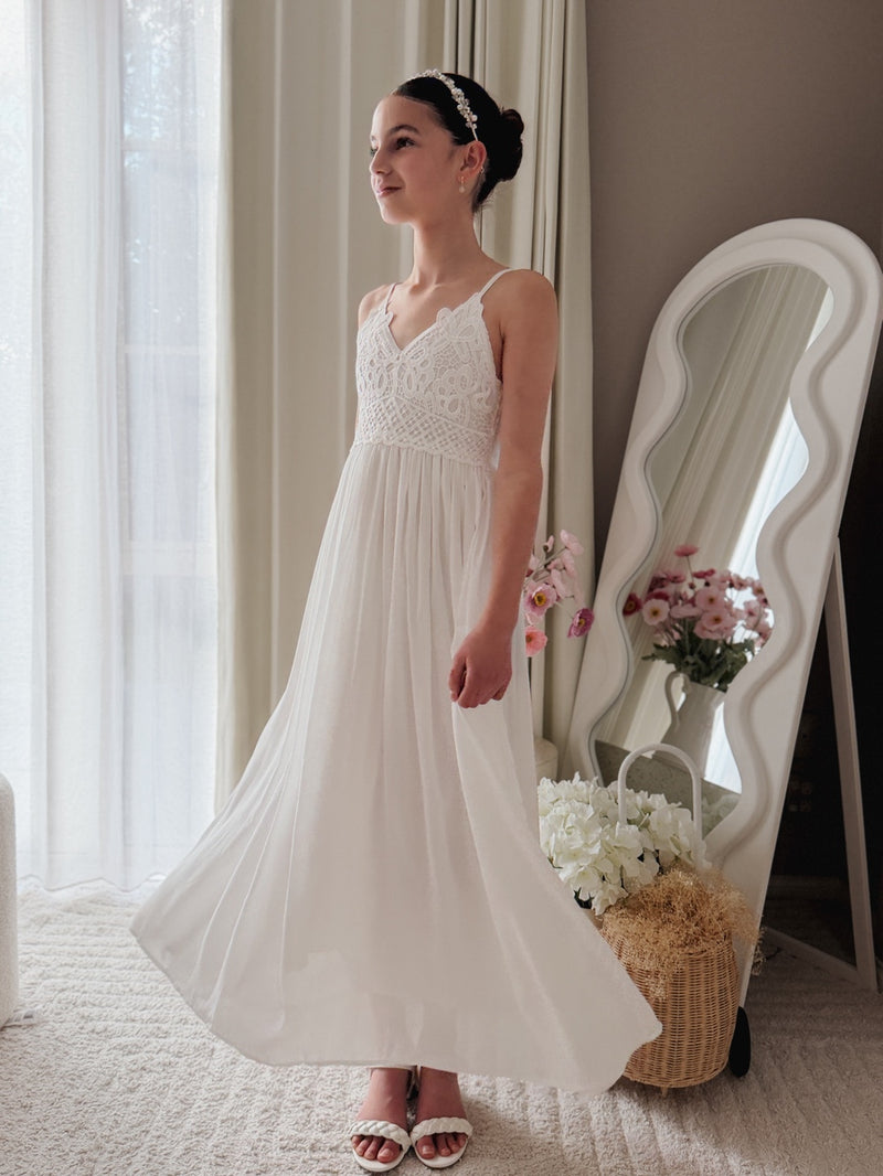 Sylvie Girls White Formal Dress - A Little Lacey
