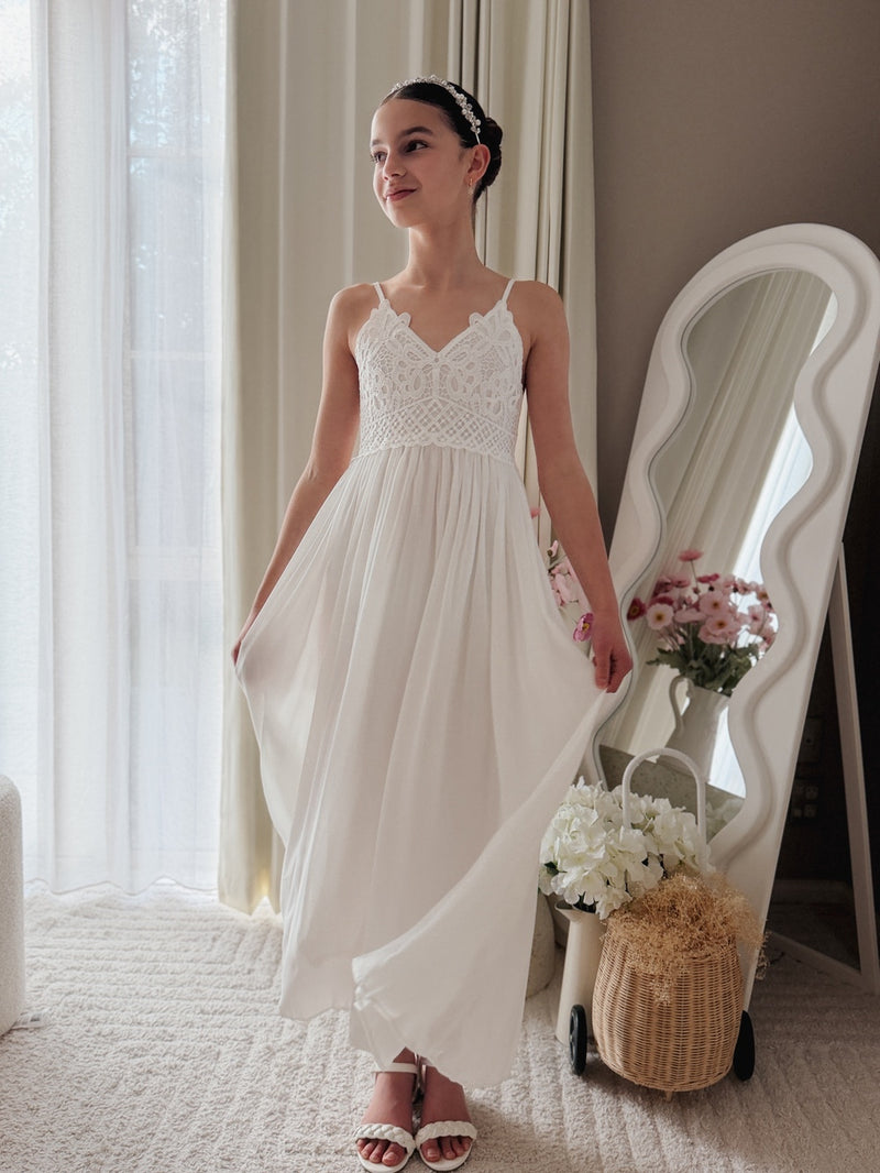 Sylvie Girls White Formal Dress - A Little Lacey