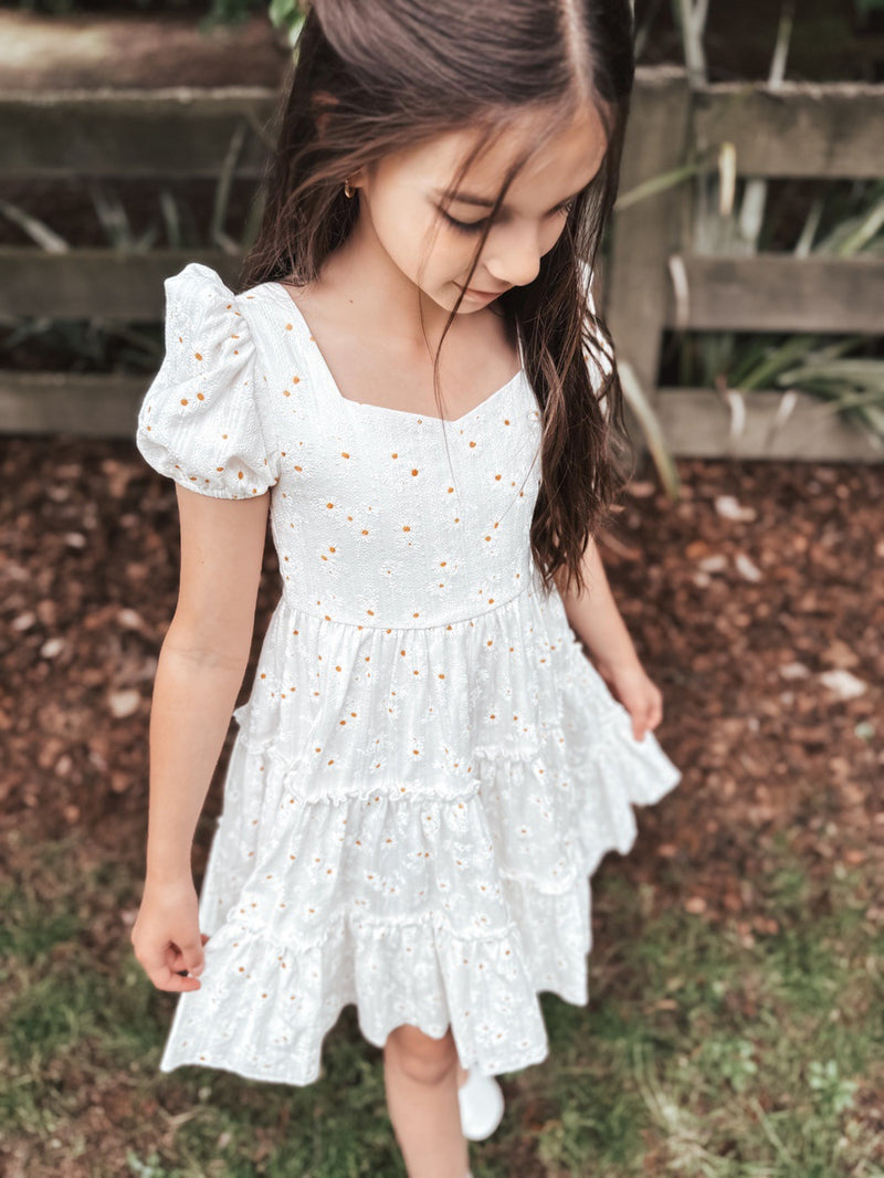 Tillie Girls White Dress - A Little Lacey