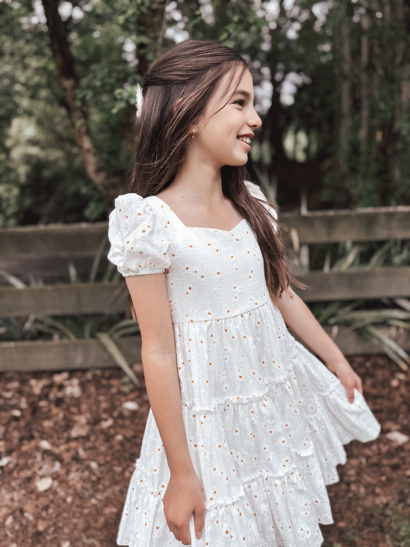 Tillie Girls White Dress - A Little Lacey