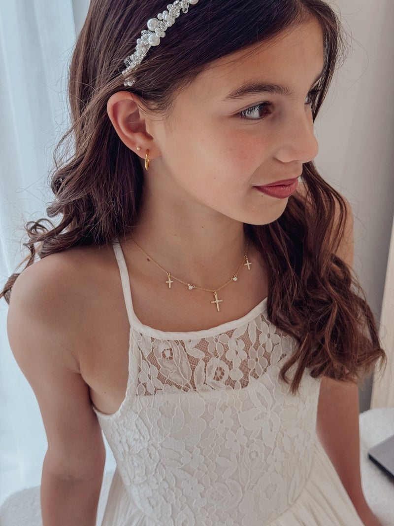 Trinity Girls Communion Necklace - Gold - A Little Lacey