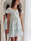 Blue floral tween dress for birthday parties