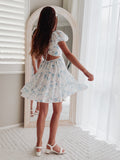 Tessa girls dress with open lace-up back