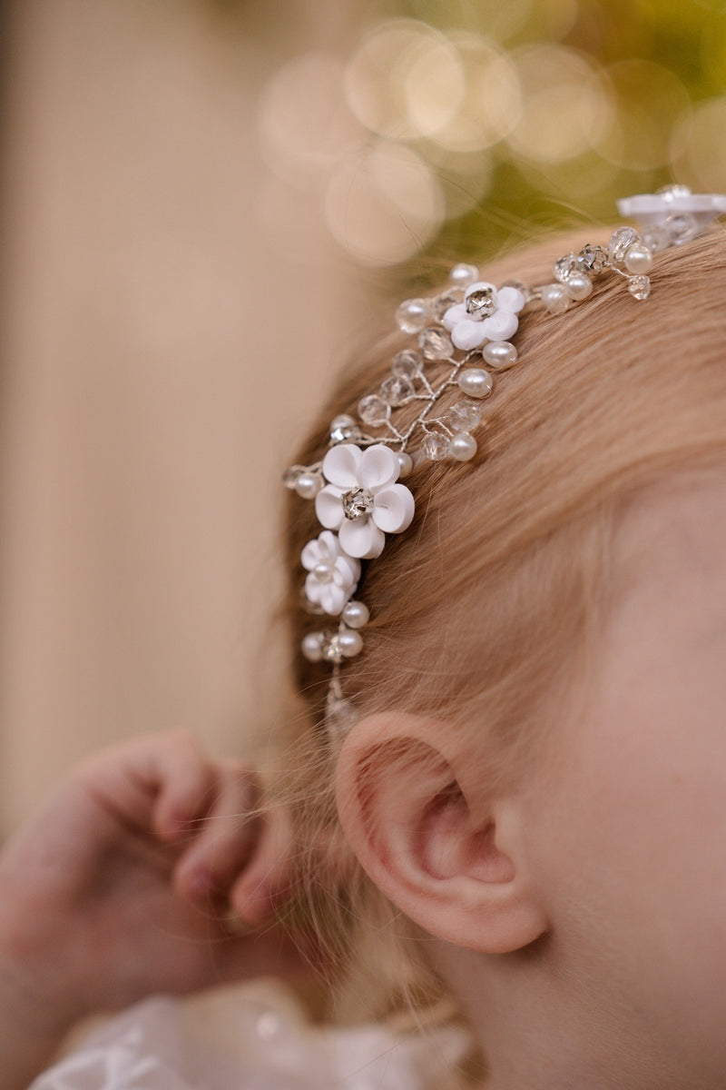 Tiana Girls Silver Headpiece - A Little Lacey