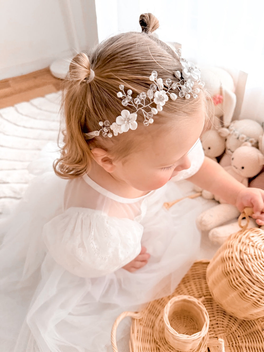 Silver princess headpiece for girls with sparkling gemstones