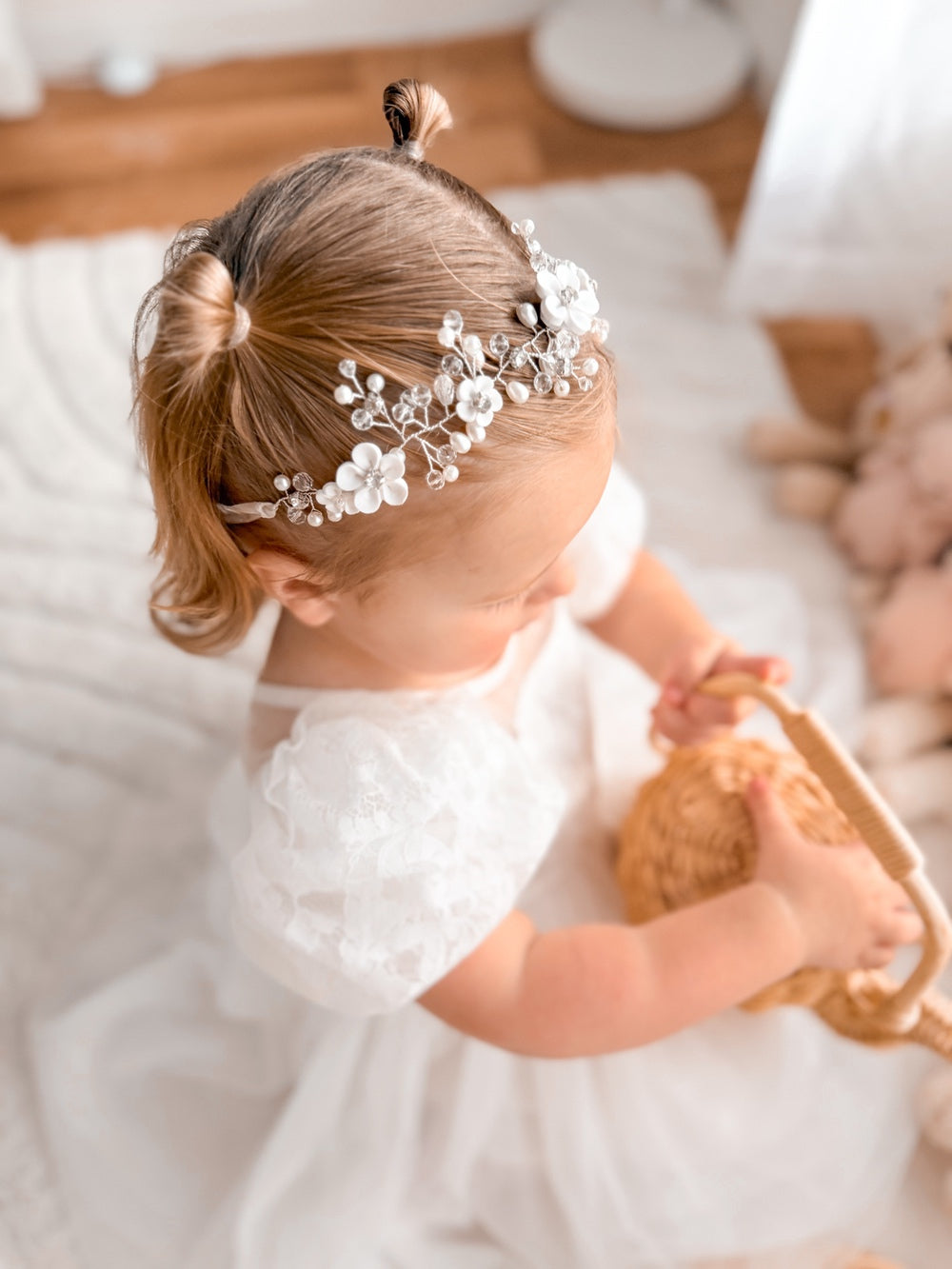 silver headpiece for flower girls