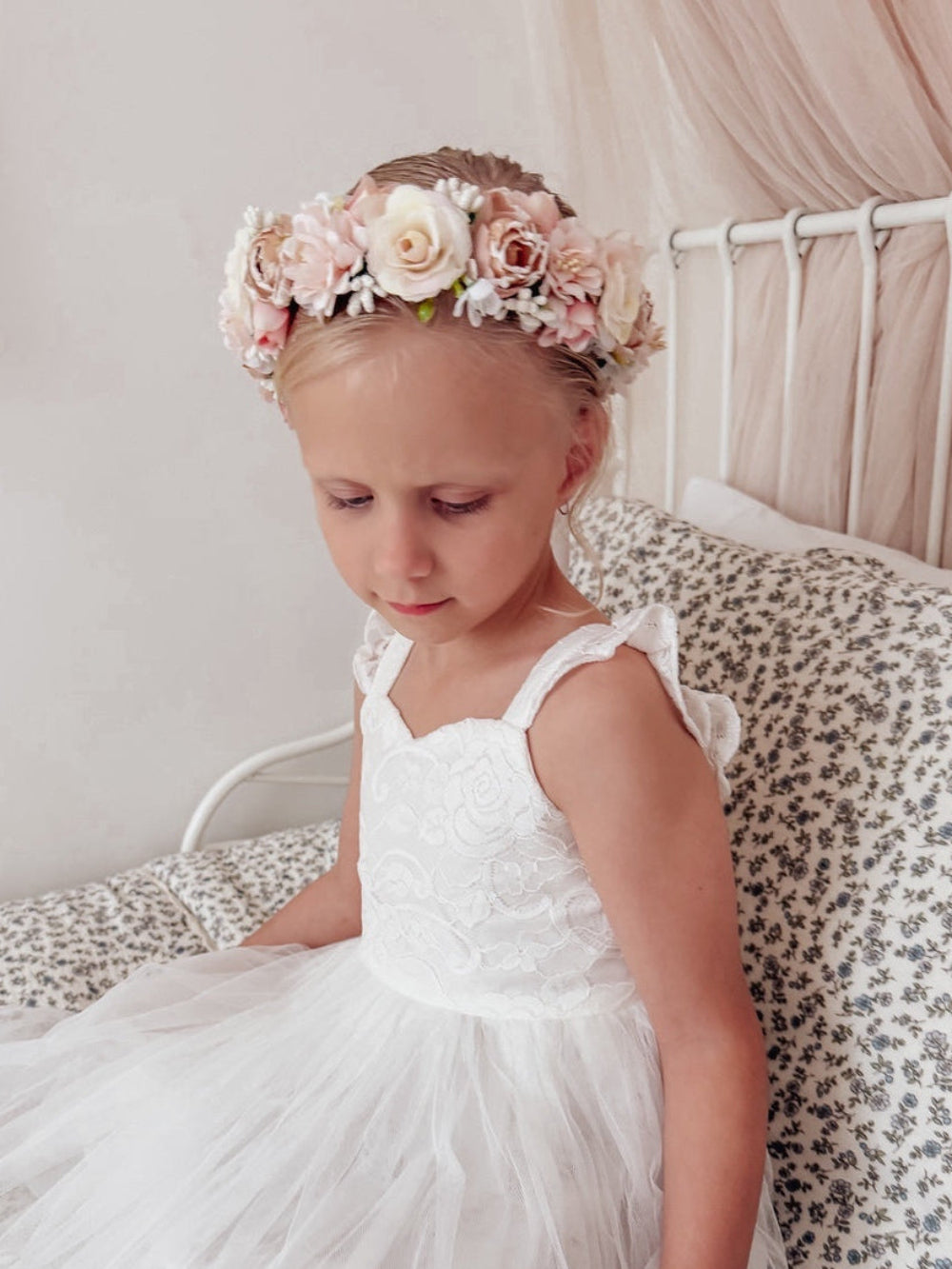 Girls pastel flower crown for weddings, parties and birthday outfits