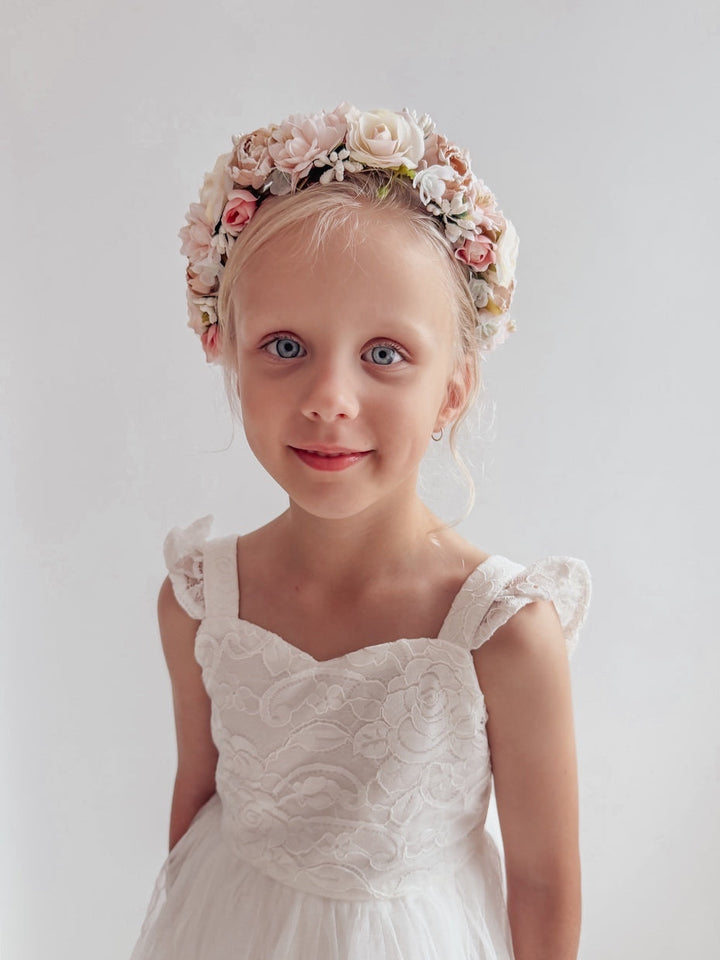 Tilly Girls Pastel Flower Crown with soft floral details for special occasions
