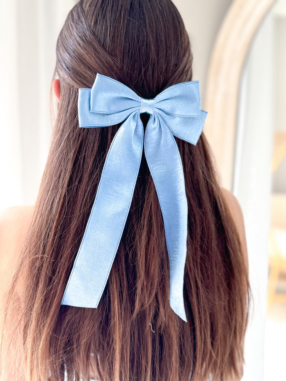 Velvet Shimmer Blue Girls Hair Bow
