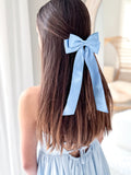Velvet Shimmer Blue Girls Hair Bow - A Little Lacey · Photo 1 of 3