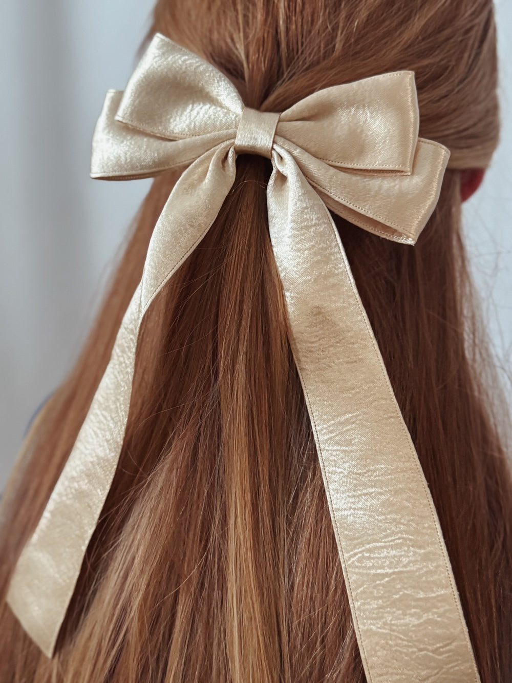 Velvet Shimmer Gold Christmas Bow - Christmas Dresses and Rompers