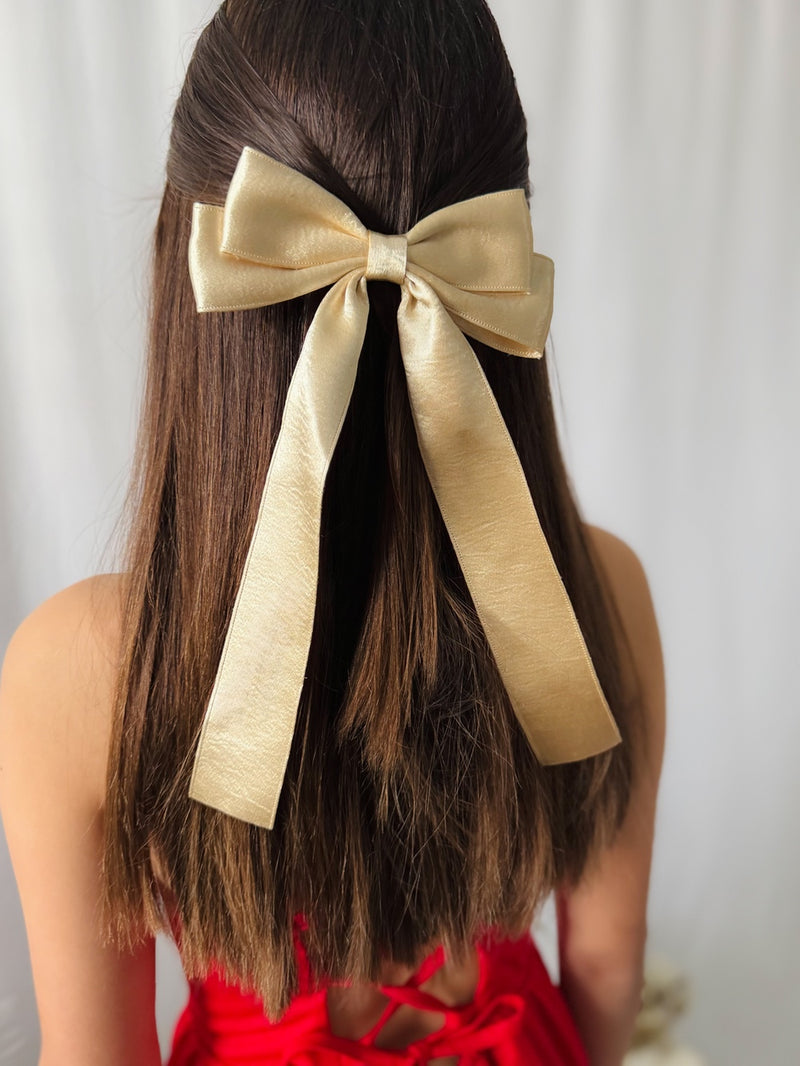 Velvet Shimmer Gold Christmas Bow - A Little Lacey