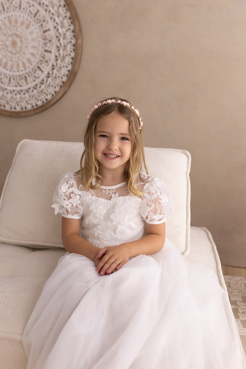 Victoria White Girls Dress - A Little Lacey