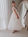 Full length white girls dress for weddings and church ceremonies