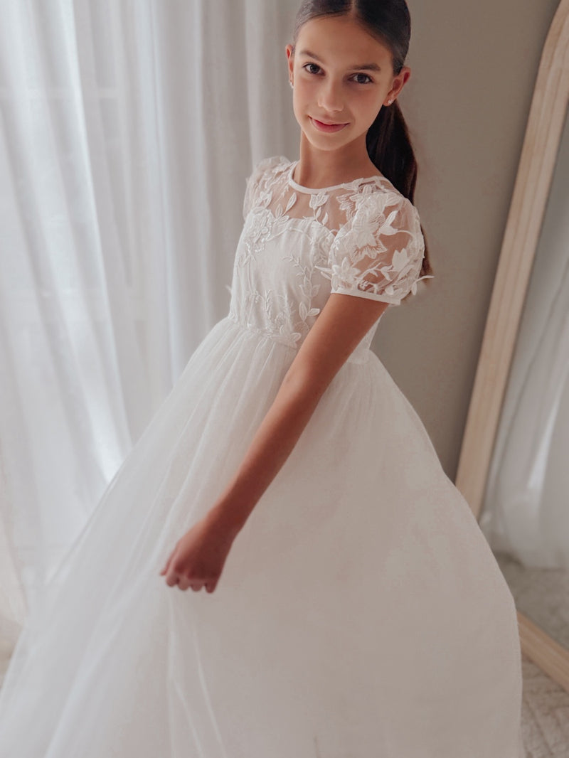 Victoria White Girls Dress - A Little Lacey