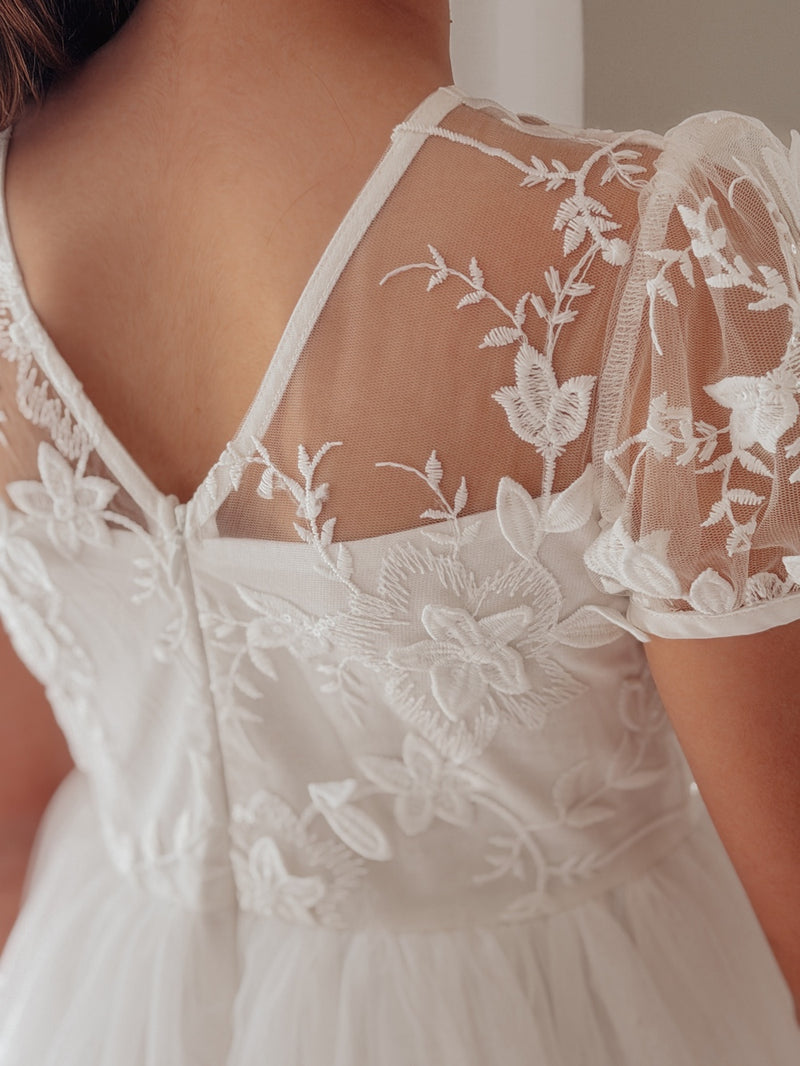 Victoria White Girls Dress - A Little Lacey