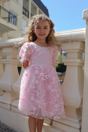 Vienna Girls Pink Embroidered Dress - A Little Lacey