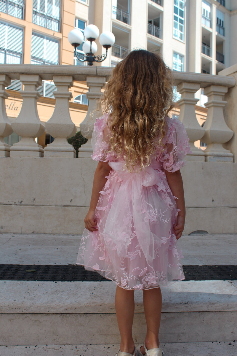Vienna Girls Pink Embroidered Dress - A Little Lacey