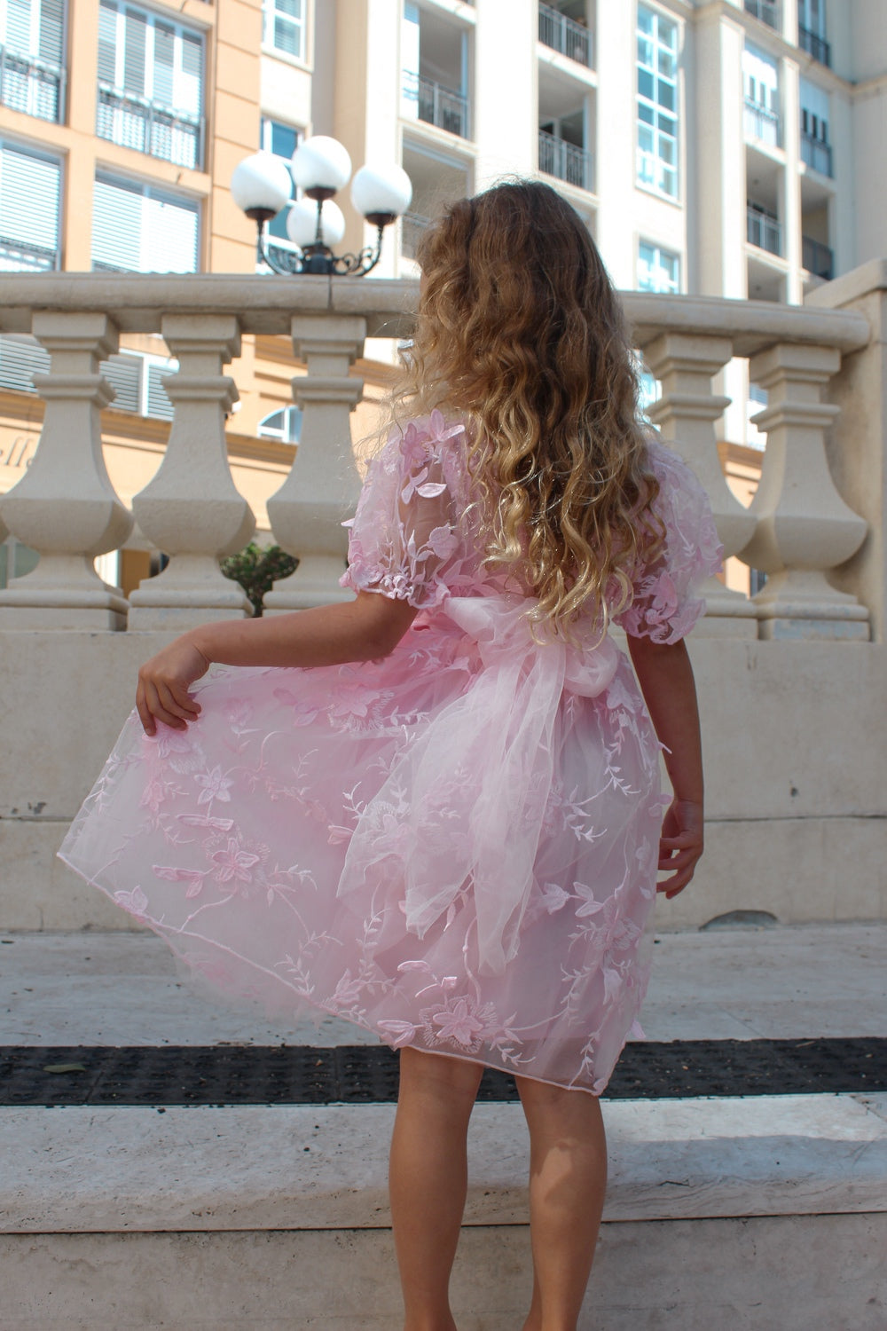 Vienna Girls Pink Embroidered Dress