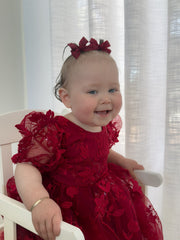 Vienna Girls Christmas Embroidery Dress - Red - A Little Lacey