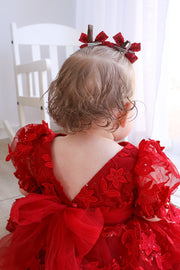 Vienna Girls Christmas Embroidery Dress - Red - A Little Lacey