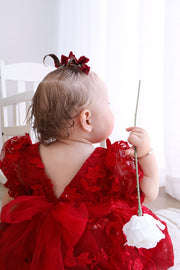 Vienna Girls Christmas Embroidery Dress - Red - A Little Lacey