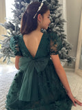 Christmas party dress for girls with elegant back bow