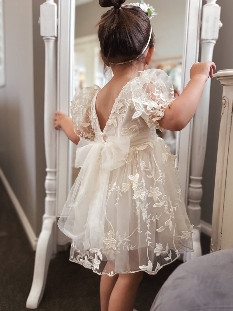 Vienna Girls Ivory Embroidered Dress - A Little Lacey