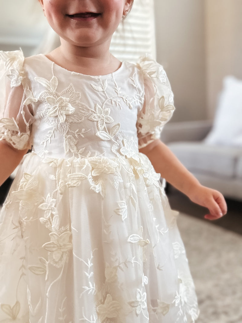 Vienna Girls Ivory Embroidered Dress - A Little Lacey