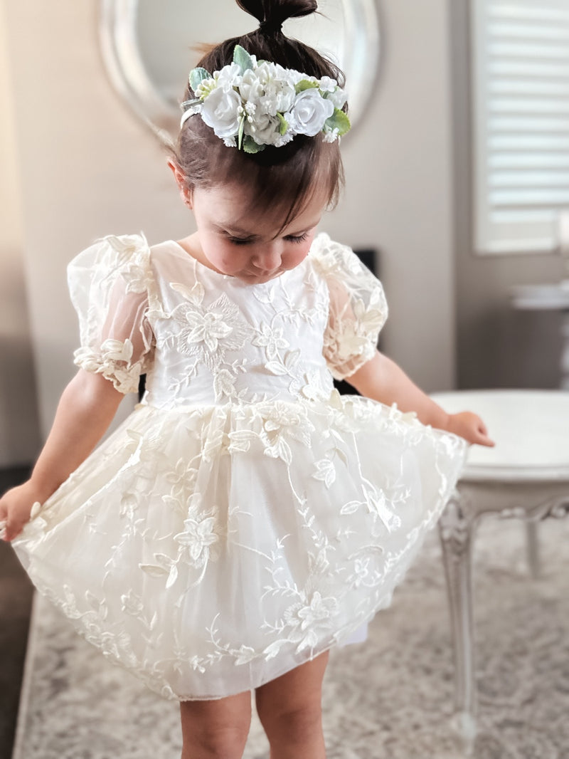 Vienna Girls Ivory Embroidered Dress - A Little Lacey