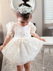 Vienna Girls Ivory Embroidered Dress - A Little Lacey
