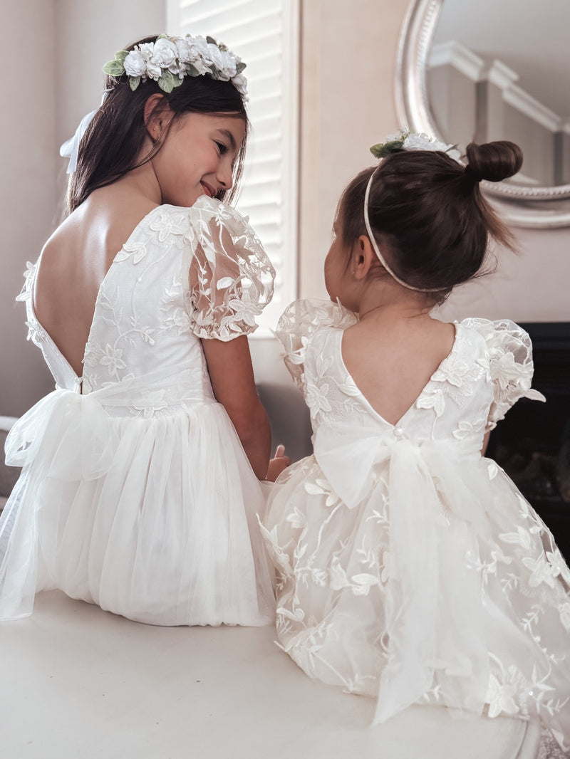 Vienna Girls Ivory Embroidered Dress - A Little Lacey