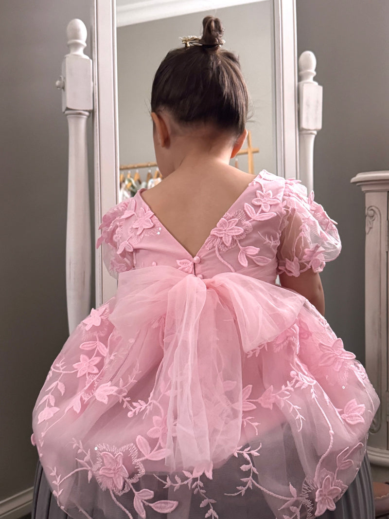 Vienna Girls Pink Embroidered Dress - A Little Lacey