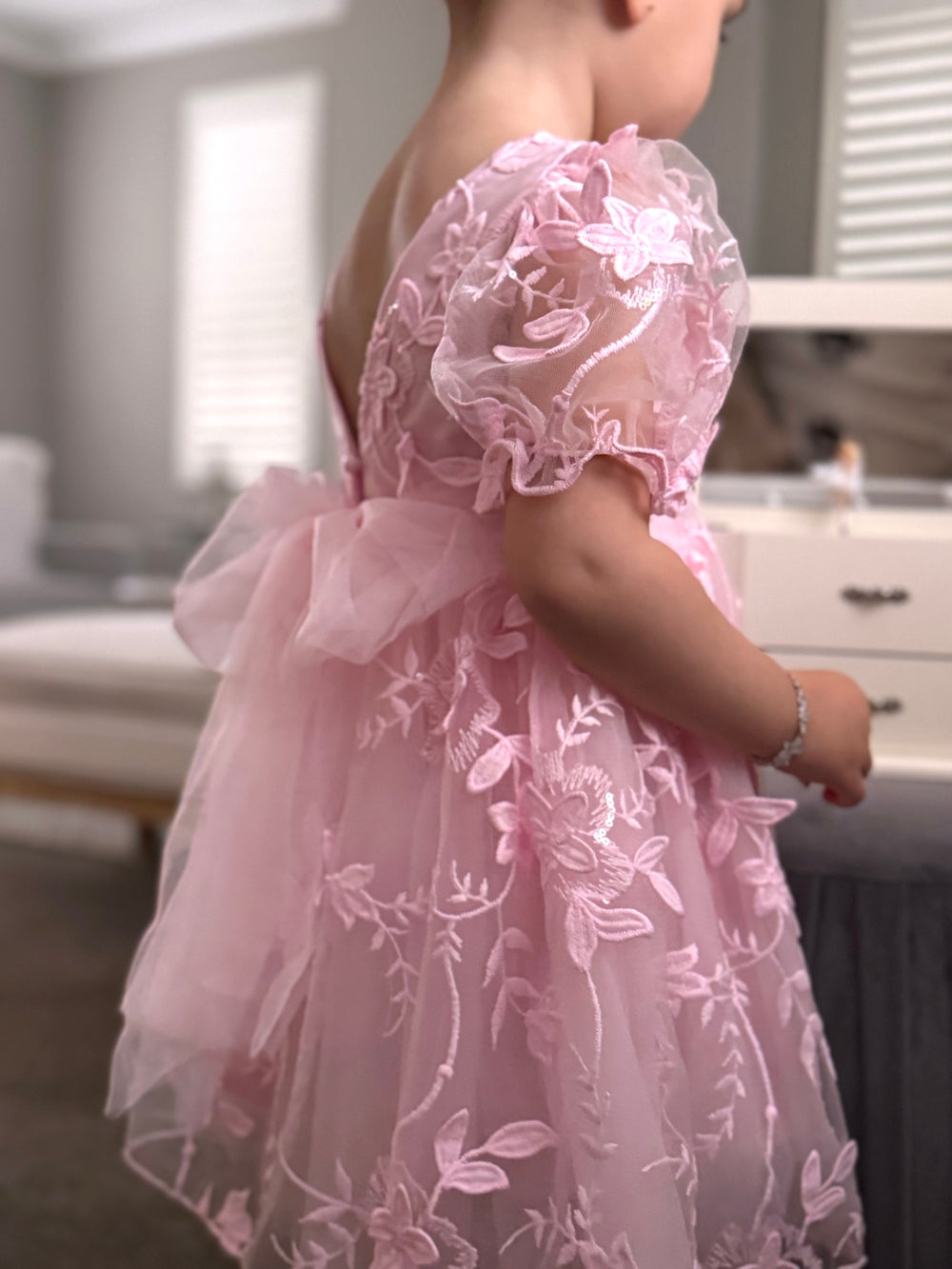 Vienna Girls Pink Embroidered Dress - New Arrivals