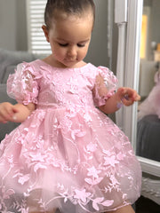 Vienna Girls Pink Embroidered Dress - A Little Lacey