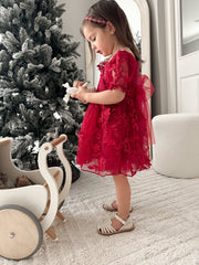 Vienna Girls Christmas Embroidery Dress - Red - A Little Lacey