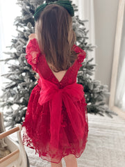 Vienna Girls Christmas Embroidery Dress - Red - A Little Lacey